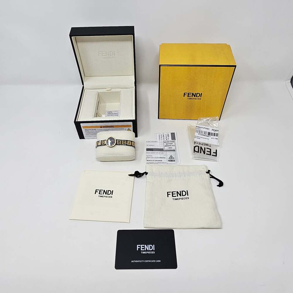 NWT New Fendi Black Gold Forever Diamond Bracelet Watch Mother of Pearl Women's
